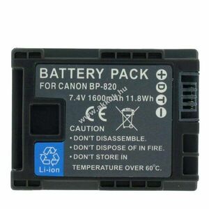 Helyettesítő akku Canon BP-820 7, 4V 1600mAh videokamera Li-Ion kép