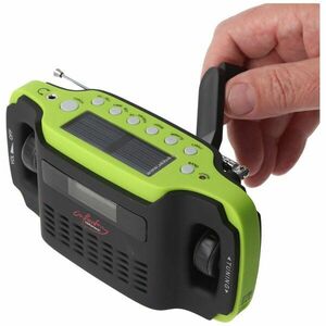 Napelemes dinamós retro hordozható rádió LED zseblámpával 300mAh NiMH kép