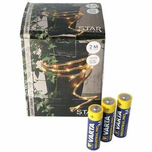 Best Season LED mikro fényfüzér jutazsinóron 2m 40LED melegfehér kapcsoló timer 3xAA Mignon ceruza kép