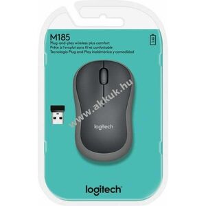 Logitech M185 vezeték nélküli optikai egér 1000dpi 3 gomb USB nano vevő szürke-fekete kép