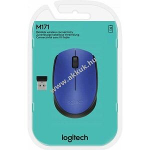 Logitech M171 vezeték nélküli optikai egér 1000dpi 3 gomb kék USB nano vevő kép