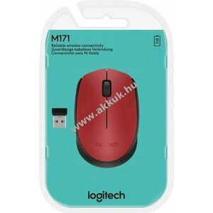 Logitech M171 vezeték nélküli optikai egér piros 1000dpi 3 gombos Retail kép