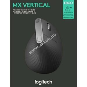 Logitech MX Vertical vezeték nélküli egér 4000dpi 6 gomb Unifying Bluetooth antracit beépített akku kép