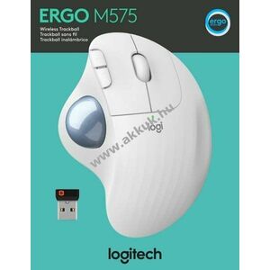 Logitech M575 vezeték nélküli trackball egér USB Unifying Bluetooth optikai 400-2000dpi 5 gomb fehér kép
