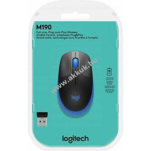 Logitech M190 vezeték nélküli optikai egér kék 1000dpi 3 gomb USB nano vevő kép