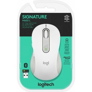 Logitech M650 L Signature vezeték nélküli Bolt Bluetooth fehér optikai 400-4000dpi 5 gomb jobbkezes kép