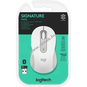 Logitech M650 Signature vezeték nélküli optikai egér S/M jobbkezes fehér Bolt 400-4000dpi 5 gomb kép