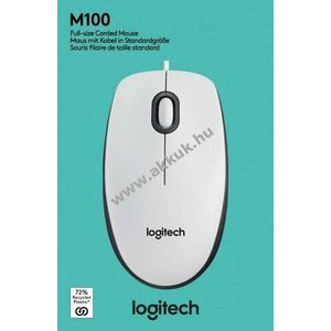 Logitech M100 optikai USB egér 1000dpi 3 gomb fehér kép