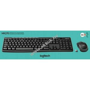 Logitech MK270 vezeték nélküli billentyűzet és egér szett fekete DE 1000dpi optikai kép
