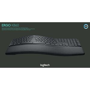 Logitech K860 vezeték nélküli ergonómikus billentyűzet Unifying Bluetooth DE fekete kép