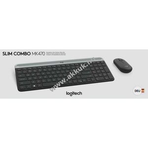 Logitech MK470 vezeték nélküli Slim Combo billentyűzet és egér szett grafit DE optikai 1000dpi kép