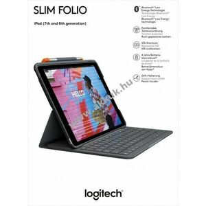 Logitech Slim Folio Bluetooth grafit Apple iPad 10.2 Gen.7/8/9 DE billentyűzet tok kép
