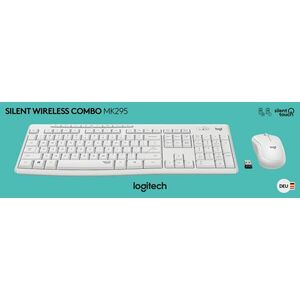 Logitech MK295 vezeték nélküli billentyűzet és egér szett DE csendes fehér optikai 1000dpi kép