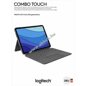 Logitech Combo Touch billentyűzet Smart Connector Apple iPad Pro 12.9 Gen.5/6 szürke trackpad DE kép