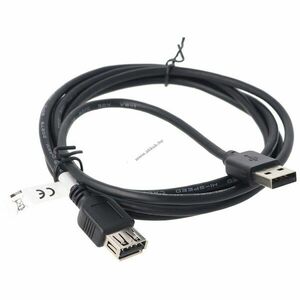 USB 2.0 hosszabbítókábel A dugó - A aljzat 1, 8m dupla árnyékolású fekete kép