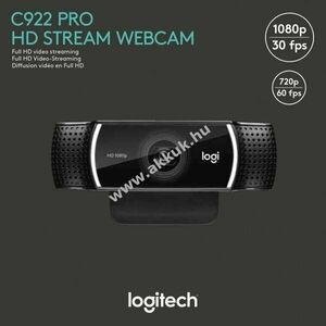 Logitech C922 Pro Stream webkamera Full HD 1080p 1920x1080 30FPS USB fekete kép
