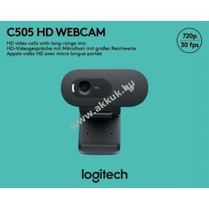 Logitech C505 HD webkamera 1280x720 30FPS USB fekete kép