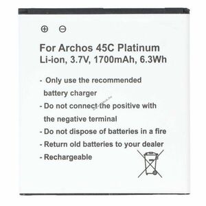 Helyettesítő akku Archos 45C Platinum AC45CPL mobiltelefon 3, 7V 1700mAh Li-Ion kép