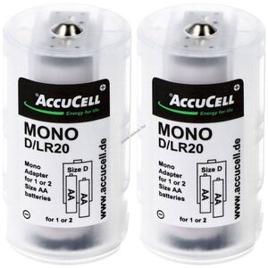 Univerzális Mono D adapter 2 db-os csomagban 1 vagy 2 db Mignon, AA, LR6, FR6 elem vagy akku kép