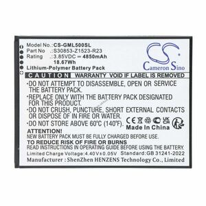 Helyettesítő akku mobiltelefon Gigaset GS5 GS5 Lite Senior V30145-K1310-X478 3, 85V 4850mAh kép