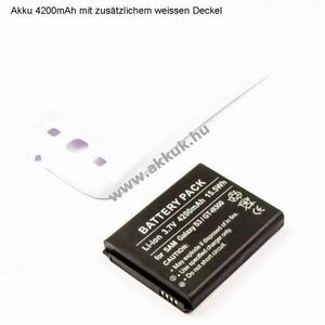 Helyettesítő akku Samsung Galaxy S3 i9300 3, 7V 3300mAh fehér fedél mobiltelefon Li-Ion kép