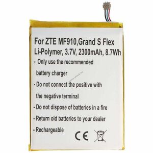 Helyettesítő akku ZTE Li3823T43P3h715345 MF910 Grand S Flex mobiltelefon 3, 7V 2300mAh Li-Polymer kép