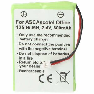 Helyettesítő akku ASCOM ASCOTEL OFFICE 135 DECT telefon 800mAh kép