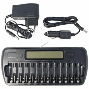 EverActive NC-1200 mikroprocesszoros intelligens töltő 1-12 AA/AAA LCD NiMH kép