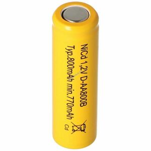 Helyettesítő akku AA Mignon ceruza lapos tetejű 1, 2V 600-800mAh 1db/csomag NiCd kép