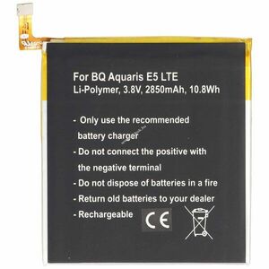 Helyettesítő akku BQ Aquaris mobiltelefon 0759 0760 0858 E5 4G LTE 3, 8V 2850mAh Li-Polymer kép