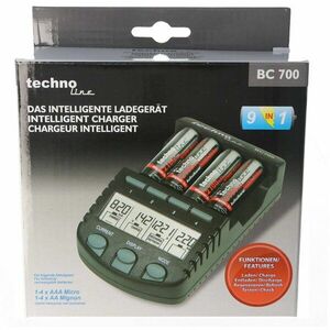 Technoline BC700 gyors töltő 200-700mA LCD kisütő funkció NiMH/NiCd kép