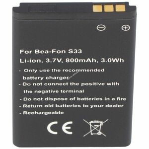 Helyettesítő akku Bea-Fon S33 C140 C240 mobiltelefon 3, 7V 800mAh Li-Ion kép