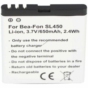Helyettesítő akku Bea-Fon SL450 SL560 mobiltelefon 3, 7V 650mAh kép