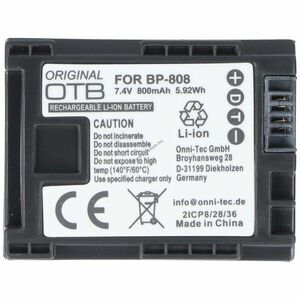 Helyettesítő akku Canon BP-808 7, 4V 830mAh videokamera Li-Ion kép
