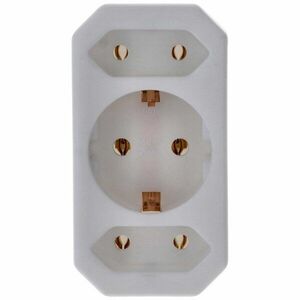 Fali adapter 2x Euro 1x Schuko fehér függőleges kép