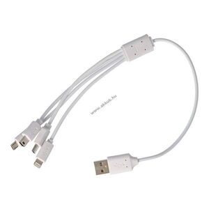 4 az 1-ben USB töltőkábel USB-A USB-C Mini-USB Micro-USB 8 Pin fehér csak töltés kép