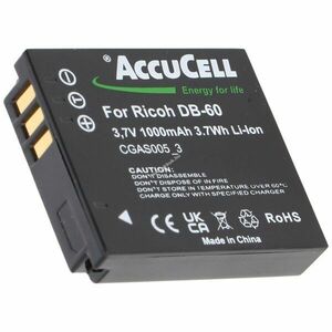 Helyettesítő akku Ricoh fényképezőgép DB-60 DB-65 Caplio R3 R30 GR 3.7V 1000-1250mAh Li-Ion kép