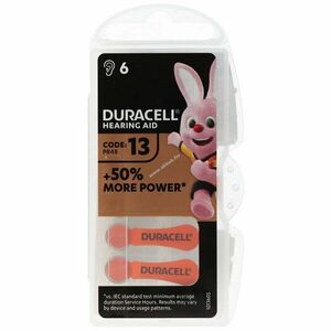 Duracell hallókészülék elem DA 13 AC 1, 4V 290mAh Zn/Luft kép