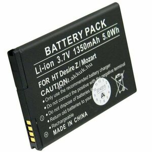 Helyettesítő akku HTC Desire Z Desire Mozart BA S450 pda és mp3 3, 7V 1350mAh Li-Ion kép