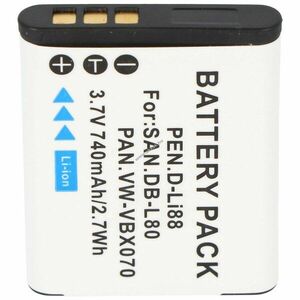 Helyettesítő akku Sanyo DB-L80 DMX-CG10 VPC-CG10 VPC-X1200 videokamera kép