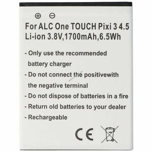 Helyettesítő akku Alcatel One Touch Pixi 3 4.5 mobiltelefon 3, 8V 1700mAh 6, 5Wh Li-Ion kép