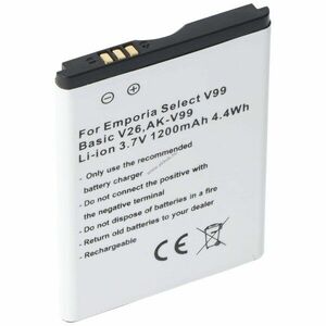 Helyettesítő akku Emporia AK-V99 Select V99 Basic V26 3, 7V 1200mAh mobiltelefon Li-ion kép