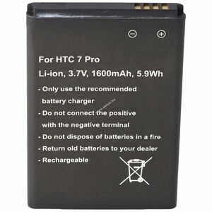 Helyettesítő akku HTC 7 Pro mobiltelefon T7576 BA S550 35H00123-29M 3, 7V 1600mAh 5, 9Wh Li-Ion kép