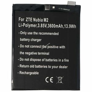 Helyettesítő akku ZTE Nubia M2 mobiltelefon LI3936T44P6H836542 3, 85V 3600mAh 13, 9Wh Li-Polymer kép