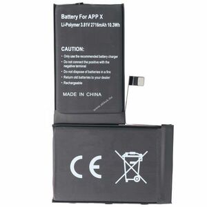 Helyettesítő akku mobiltelefon Apple iPhone X 616-00351 3, 81V 2716mAh 10, 3Wh Li-Polymer kép