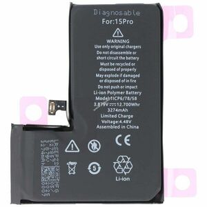 Helyettesítő akku mobiltelefon Apple iPhone 15 Pro A3011 3, 87V 3274mAh 12, 7Wh Li-Polymer kép