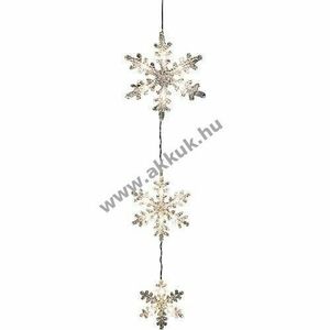 Konstsmide LED fényfüggöny 3 akril hópehely 6132-103 melegfehér 15LED elemes IP44 70cm kép