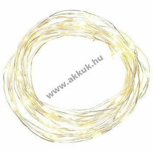 EGB Micro LED fényfüzér 40LED melegfehér időzítő ezüst huzal 4xAA elemmel kép