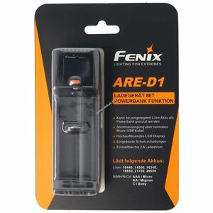 Fenix ARE-D1 egyrekeszes töltő 10440/14500/16340/18650/21700/26650 Li-Ion NiMH NiCd kép