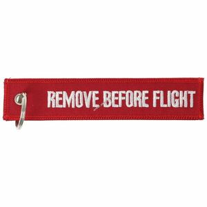 Remove before flight kulcstartó 13x2, 8cm varrt szegély fém gyűrűvel kép